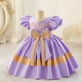 thumbnail image 2 of Elainilye Fashion Flower Girl Dress Bubble Sleeve Princess Dress Little Girls Pageant Party Dress Prom Ball Gown, Sizes 1-6 Years, 2 of 5