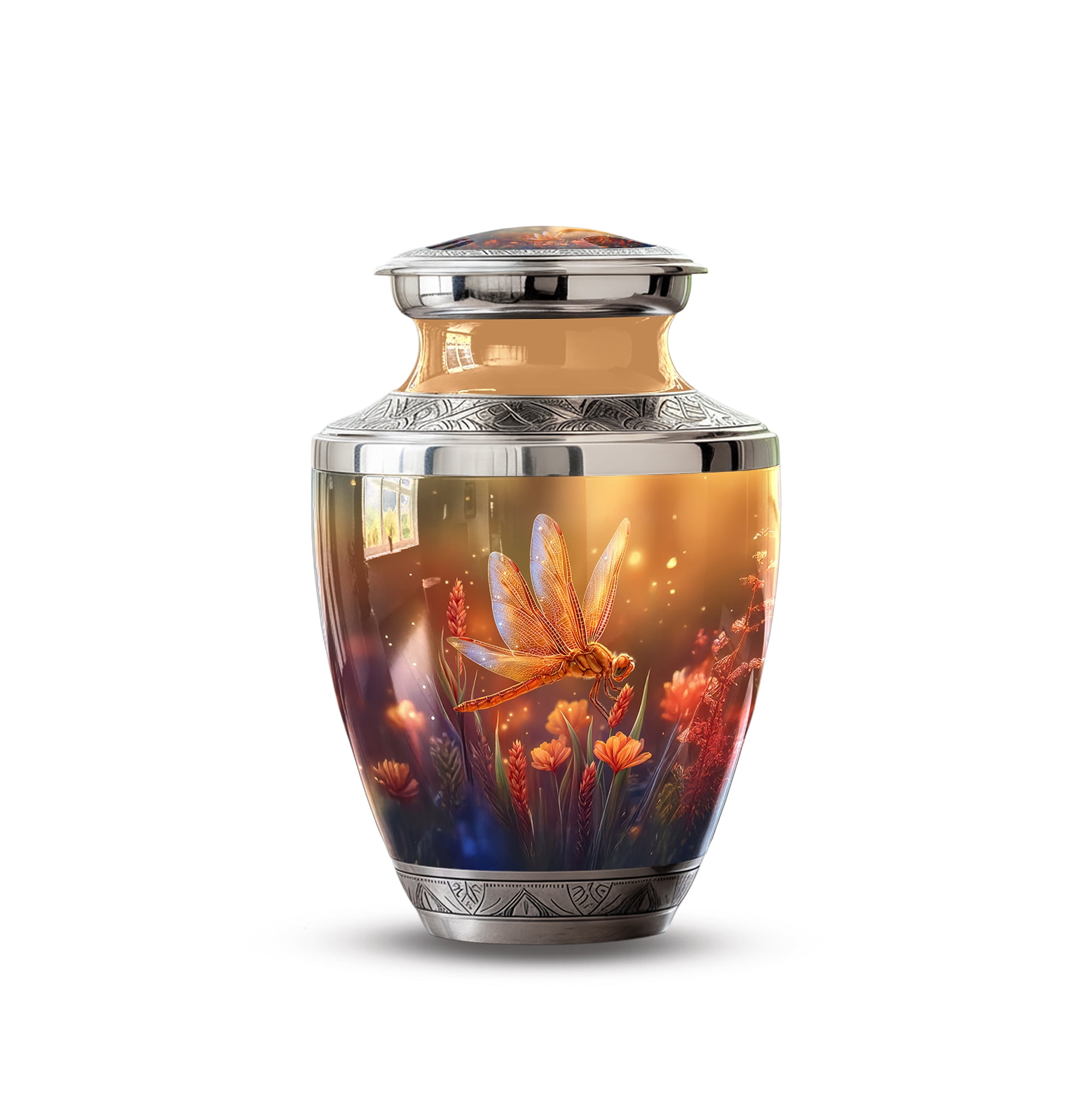 Dragonfly urn for Ashes for Women - Large Urns for Human Ashes Adult Male Dad - Decorative Ash Holder for Mom & Dad - Small Urns for Men ( Size:- 10" 1Pc, 3" 1Pc )