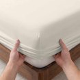 thumbnail image 3 of Twin Sze Fitted Sheet Set - Cream 2 Piece Bedding Sets 16" Deep Pocket Fitted Sheet with 1 Pillowcase, Farmhouse Solid Beige Color Modern Art Brushed Microfiber Hotel Luxury Bed Sheets, 3 of 9