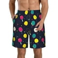 thumbnail image 1 of Sikiie Colorful Ping Pong Rackets Print Men's Beach Shorts, High Elastic Quick-drying Shorts - with Drawstring and Slip Pockets, Suitable for Beach, Sports, Vacation-XX-Large, 1 of 6