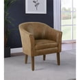 thumbnail image 2 of HomePop Transitional Wood and Faux Leather Barrel Accent Chair in Brown, 2 of 12