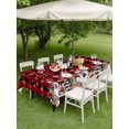thumbnail image 3 of Outdoor Tablecloth with Umbrella Hole and Zipper, Christmas Rectangle Table Cloth 60x84 Inch Waterproof Tablecloth, Snowman Animals Snow Pine Tree Black Red Plaid Picnic Table Cover for Patio Camping, 3 of 7