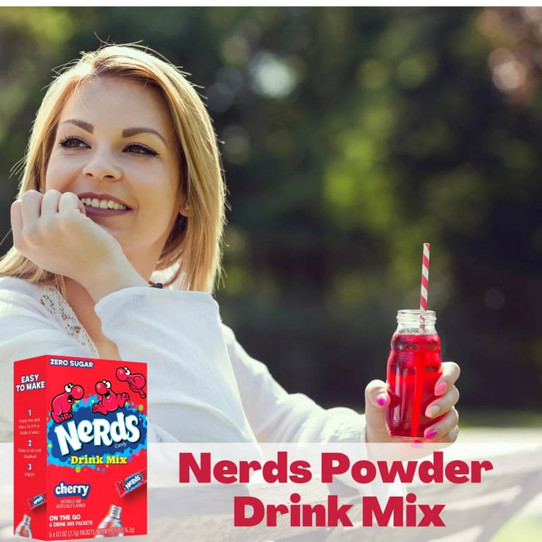 NERDS Cherry Flavored Drink Mix, No Added Sugar, 6 Packets Per Box