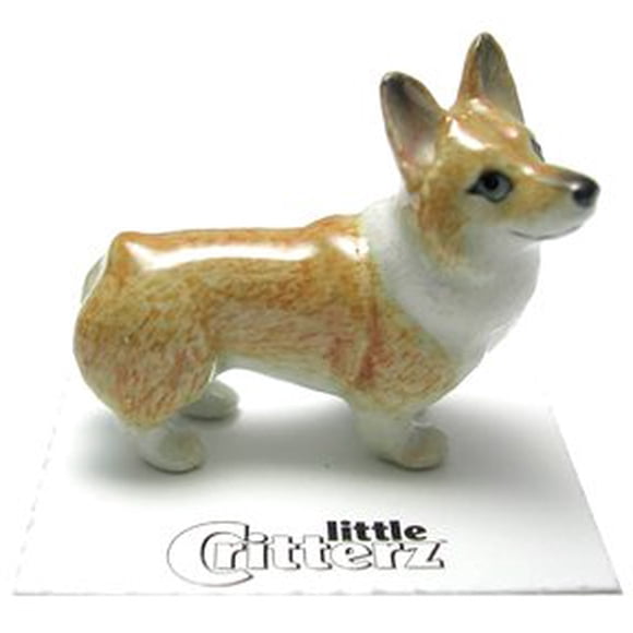Little Critterz Chien Jaune Pembroke Corgi Sasha - Figurine Miniature en Porcelaine pour Décoration Intérieure