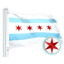 G128 Chicago City Flag 2.5x4FT Embroidered 220GSM Spun Polyester Illinois