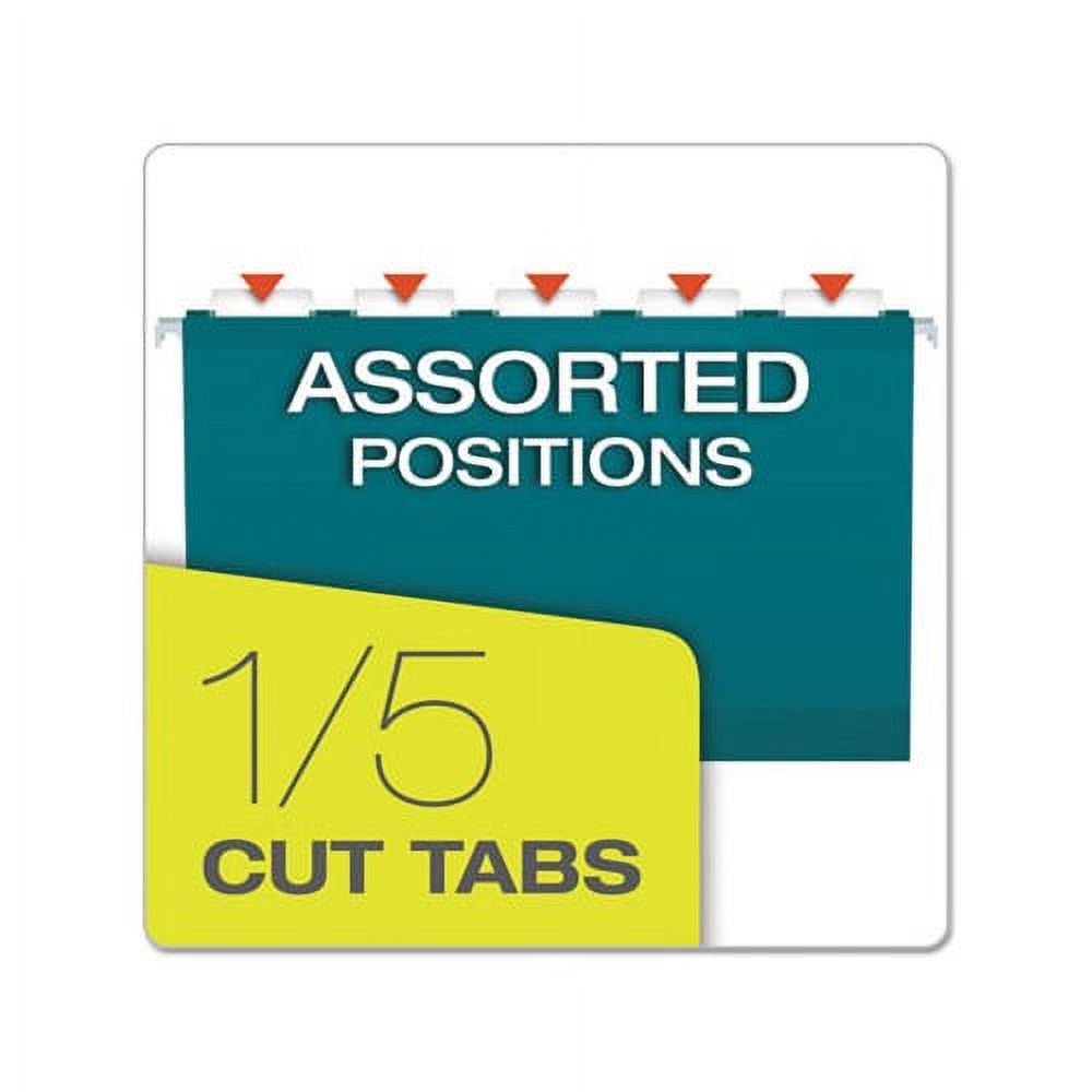 Colored Reinforced Hanging Folders Legal Size, 1/5-Cut Tab, Teal, 25/Box - image 4 of 7