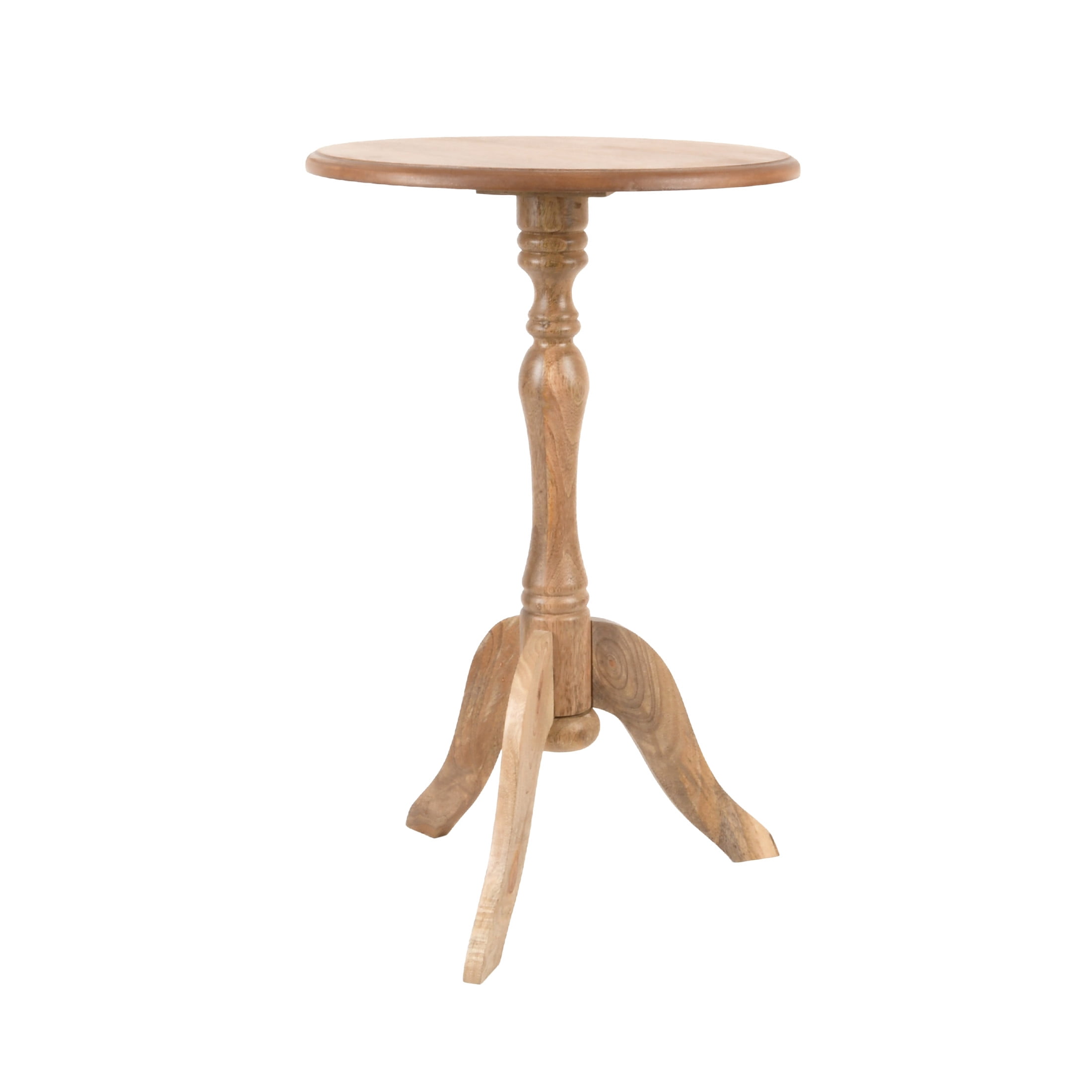 Decor Therapy Simplify Round Pedestal Accent Table in Natural Wood Finish, 24x15 Inches