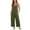 Green, variant on Women's Loose Fit Casual Jumpsuit with Pockets Solid Color Sleeveless Wide Leg One Piece Blue L