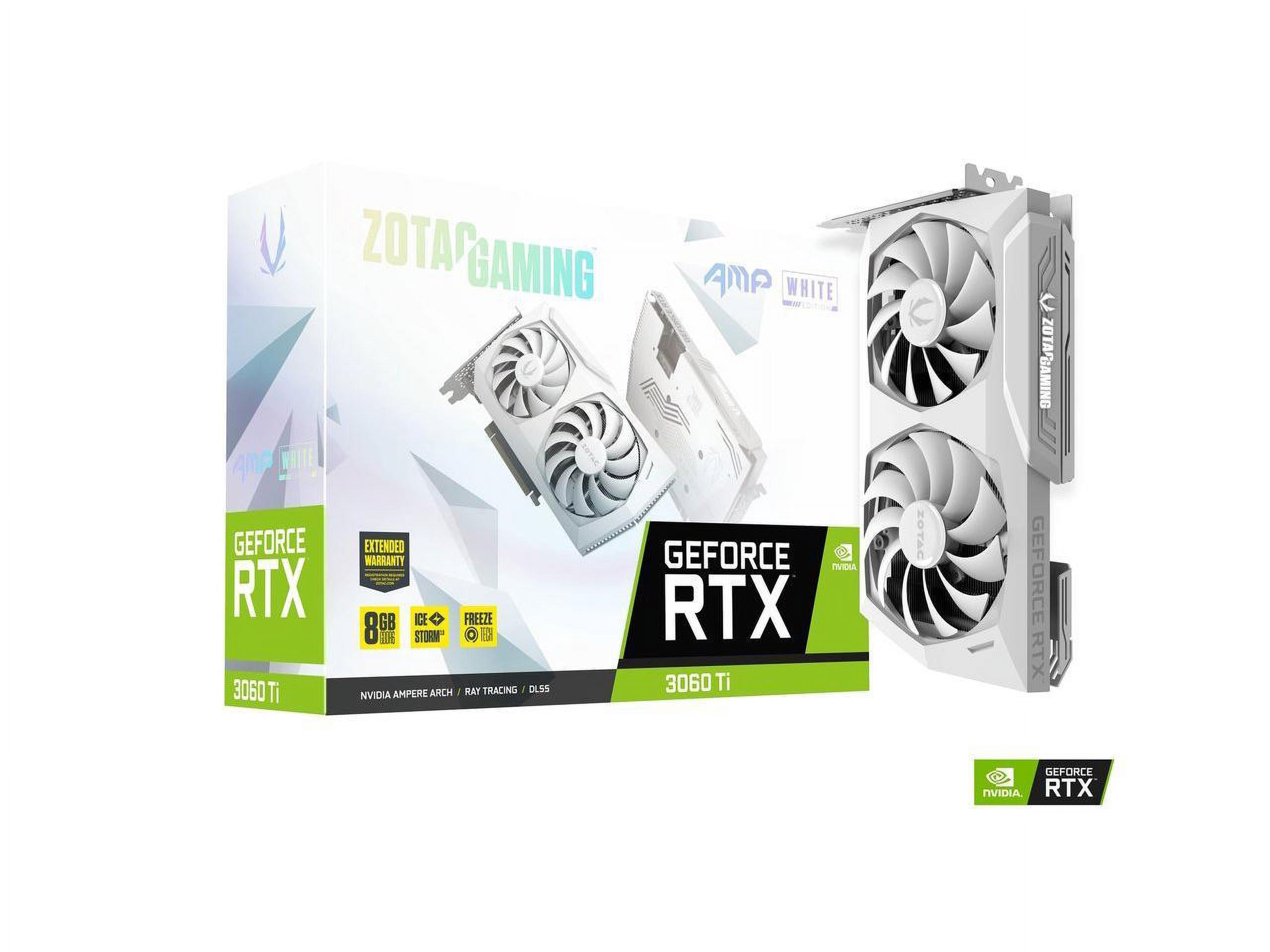 ZOTAC AMP White Edition LHR GeForce RTX 3060 Ti 8GB GDDR6 PCI Express 4.0 ATX Video Card ZT-A30610F-10PLHR