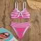 thumbnail image 4 of Traje de Baño de Mujer Más Tamaño de Impresión Bikini Traje de Baño Dividido, Poliéster Spandex para la Playa Del Verano Y la Piscina, 4 of 9