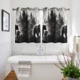 thumbnail image 3 of Rustic Black Bear Kitchen Curtains Short 45 Inch Length, Country Cabin Forest Wildlife Grommet Top Bedroom Living Room Curtains, Light Filtering Cafe Curtain Drapes 2 Panels Set 84''x45'', 3 of 9