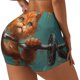thumbnail image 1 of Balery Strong Kitten Lifting Weights Pantalones cortos de entrenamiento estampados para mujer, sin costuras, ajustados, para gimnasio, yoga, correr, deportes, ejercicio activo, fitness.-Small, 1 of 8
