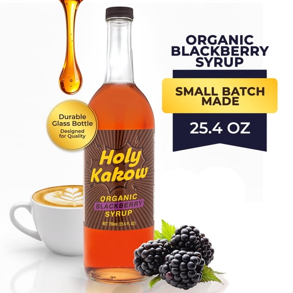 Holy Kakow Organic Blackberry Syrup for Drinks, Gluten Free, 750ml Bottle