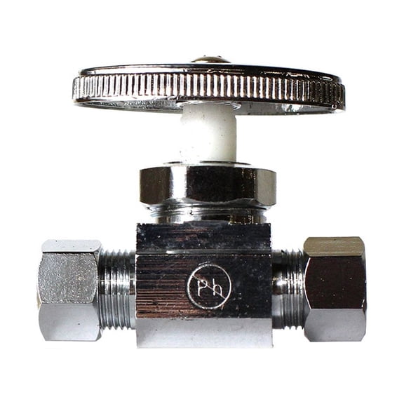 Thrifco 4400468 3/8 Inch Comp. x 3/8 Inch Comp. Multi-Turn Straight Stop Valve
