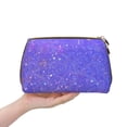 thumbnail image 4 of Easygdp Purple Glitter Leather Makeup Bag Zipper Pouch Travel Cosmetic Organizer for Women and Girls, Make up Bag with Zipper, 4 of 8