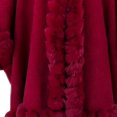 thumbnail image 4 of Fewfanhot Ruffled Faux Fur Trim Wool Blend Poncho Cape, Open Front Warm Wrap Shawl Coat for Women Winter, 4 of 5