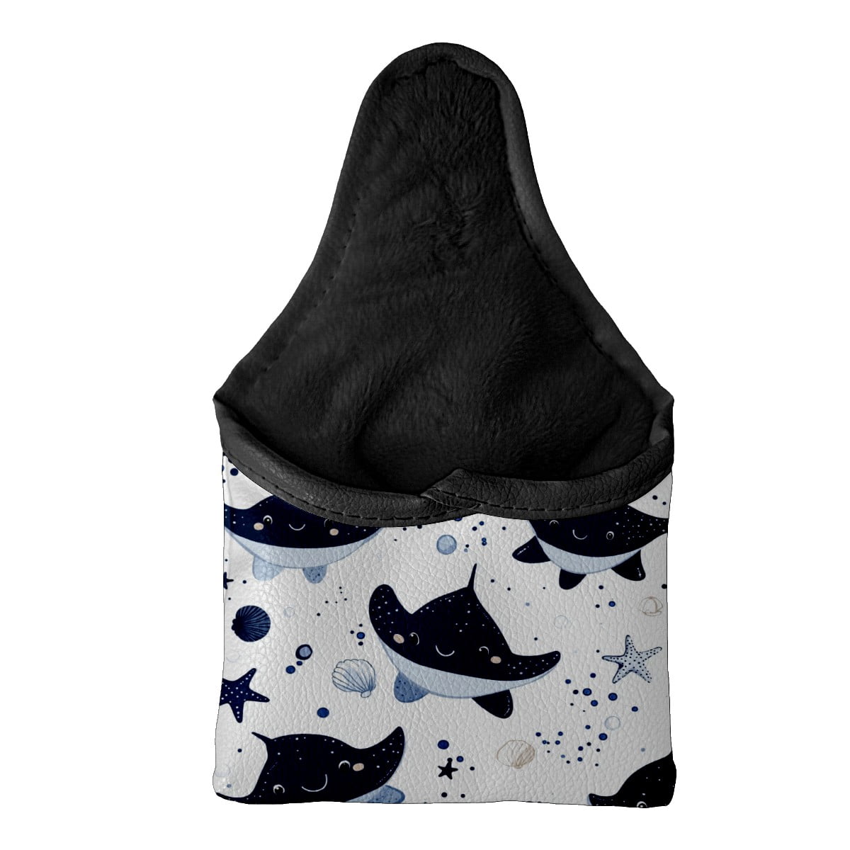 Golf Mallet Putter Cover Premium Leather Waterproof Golf Putter Head Cover with Magnetic Closure Bat Fish