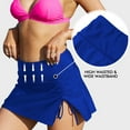 thumbnail image 5 of Attraco High Waisted Swim Skirt For Women Split Sporty Drawstring Skirted Swim Bottom with Built-in Panty, 5 of 8