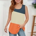 thumbnail image 6 of Taqqpue Girls Tank Tops Soft Cotton Crewneck Sleeveless Athletic Undershirt Lightweight Hem Loose Fit Cute Summer Top Dancewear Color Block Wide Strap Comfortable Racerback Tank 5-14 Years, 6 of 6