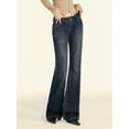 thumbnail image 6 of EMMIOL Women's Mid Rise Flared Bell Bottom Stretch Wide Leg Jeans Y2K 90s Boyfriends Denim Pants, 6 of 6