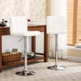 thumbnail image 6 of Roundhill Swivel White Leather Adjustable Hydraulic Bar Stool(Set of 2), 6 of 8