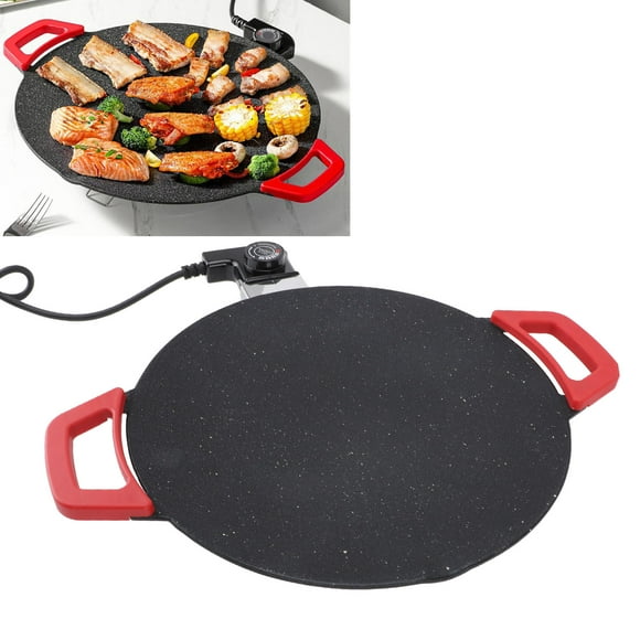 11.8in Digital Electric Griddle for Injera, Lefse, Pancake, Adjustable Temperature Smokeless Electric Tabletop Grill Nonstick, Removable Grilling Plate, Grill Indoor