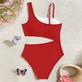 thumbnail image 4 of WOXIHUAN Girls One Piece Swimsuits Spaghetti Strap Cut Out Swim Suit Sleeveless Summer Beach Swimwear Red 8-9Years, 4 of 6