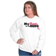 thumbnail image 4 of My Mom My Hero Breast Cancer Ribbon Sweatshirt for Men or Women Brisco Brands S, 4 of 6