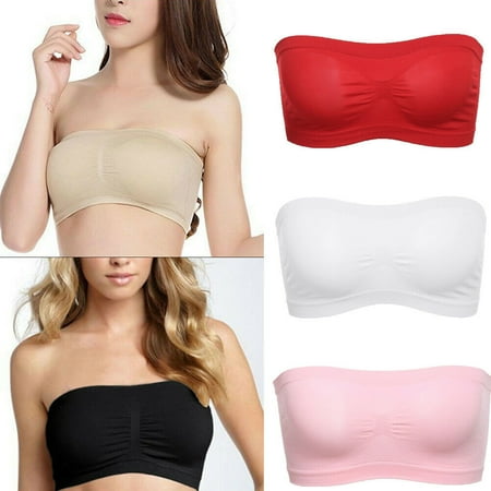 

Women Basic Stretch Strapless Layer Seamless Tube Bra Bandeau Underwear Top New