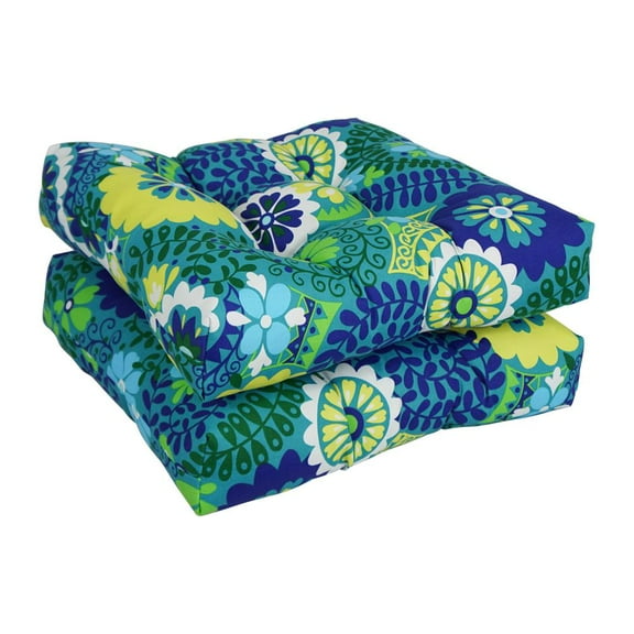 Blazing Needles 19-inch Squared Patterned Spun Polyester Tufted Dining Chair Cushions (Set of 2) 94005-2CH-REO-34