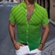 thumbnail image 2 of Camisas Para Hombre XXL Hombres Casual Manga corta Primavera Verano Turndown Neck 3D Impreso Camisas Moda Top Blusa Camisas (Green, L), 2 of 4