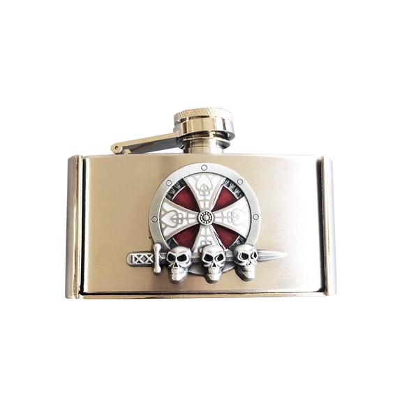 Jean's Friend Cross Celtic Knot Three Ounce Stainless Steel Flask Belt Buckle