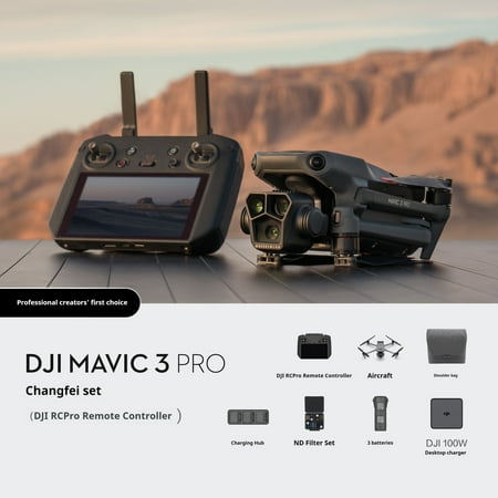 DJI Mavic 3 Pro Triple-Optical Zoom Aerial Photography Drone 45-minute extended flight time 15km high-definition mapping RC Pro Remote Controller with Screen Flight Combo with, 3 Batteries