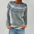 thumbnail image 3 of Wiyuqeen Chandails Amusants pour Femmes à Manches Longues, Chandail à Imprimé Fair Isle, Col Rond, Raglan Vintage, Chandails d'Automne en Tricot à Blocs de Couleur, 3 of 6