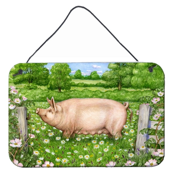 Carolines Treasures CDCO0374DS812 Pig In Dasies by Debbie Cook Wall or Door Hanging Prints  8x12 multicolor