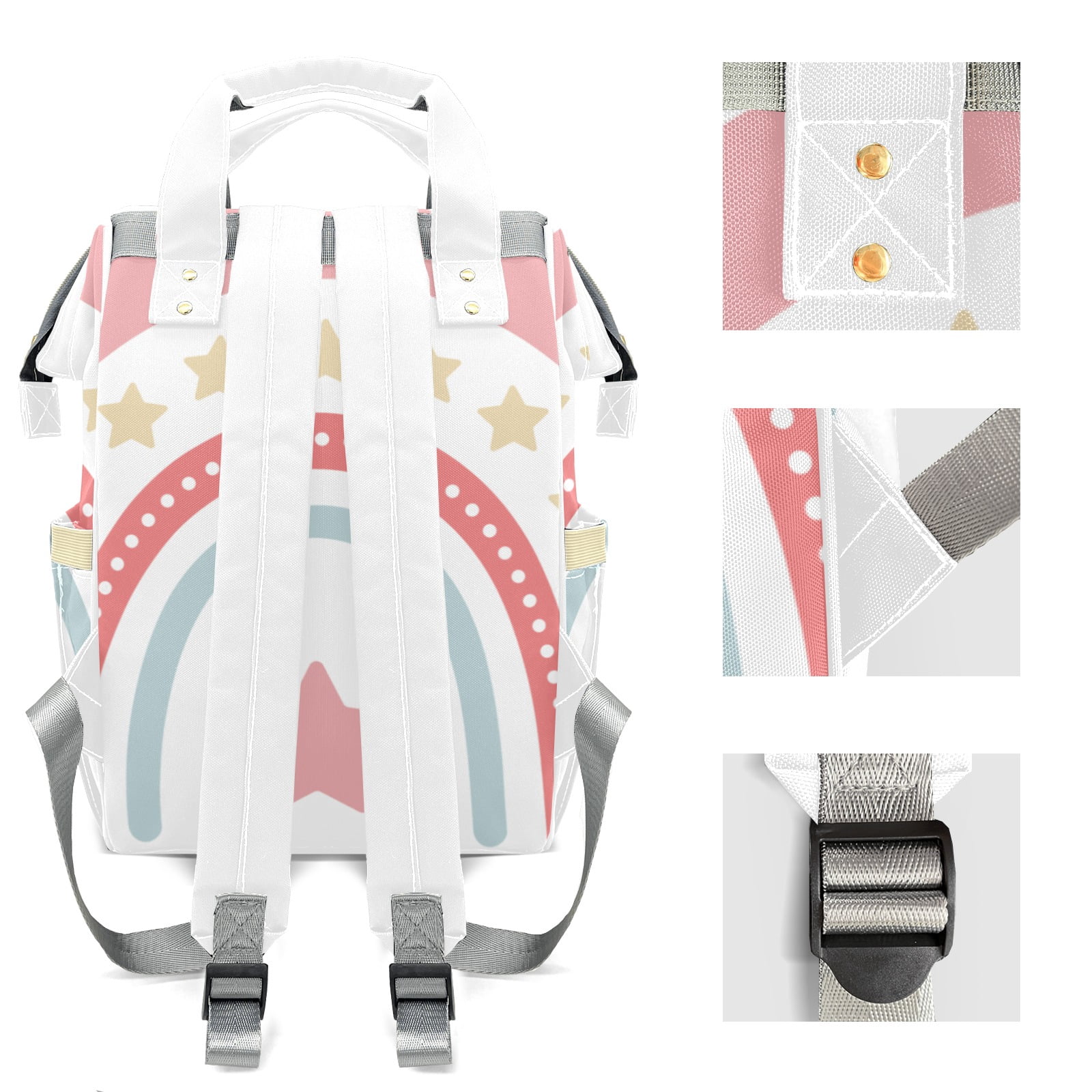 Rainbow Diaper Backpack – Large Capacity, Insulated Baby Bottle Pocket, Multifunctional Mommy Bag for Boys & Girls