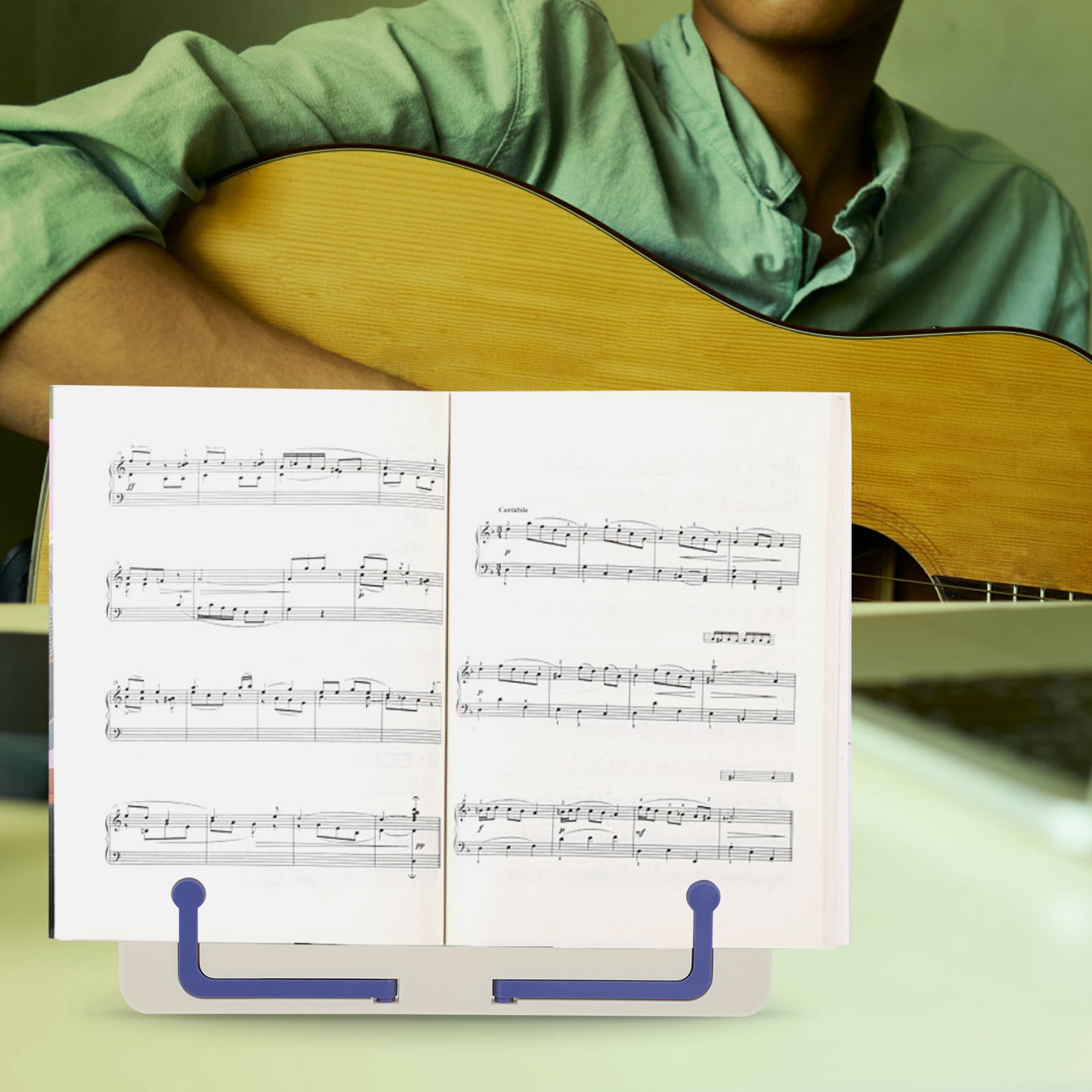 3-Piece Portable Folding Music Stand with Adjustable Height, Lightweight Design, Includes Accessories for Sheet Music and Notes