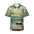 thumbnail image 2 of Picia Serene Coastal Blue Sky Gentle Cotton Regular Fit Short Sleeve Casual Hawaiian Shirt for Men-Medium, 2 of 8