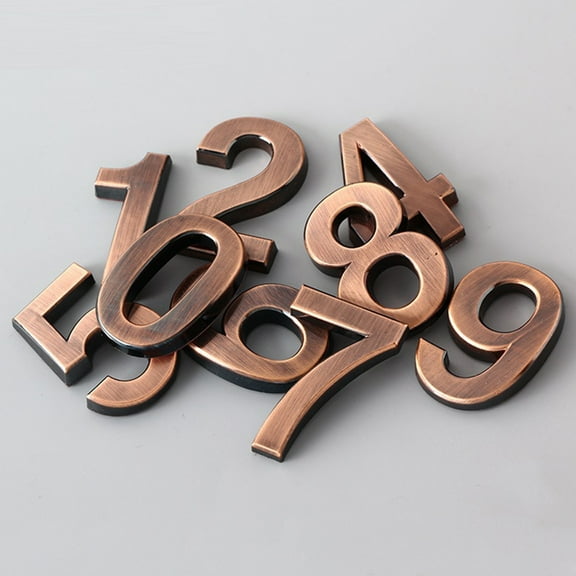 IDEANATEGRATE 10Pcs Address Plaque Sign for House Number Stereoscopic Bronze 5.00X3.50X0.60CM