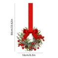 thumbnail image 5 of Dserfhy Mini Christmas Wreath with Red Velvet Bow Cabinet Door Decor for Kitchen Window Farmhouse Front Door Wall Fireplace Berry Garland, 5 of 7