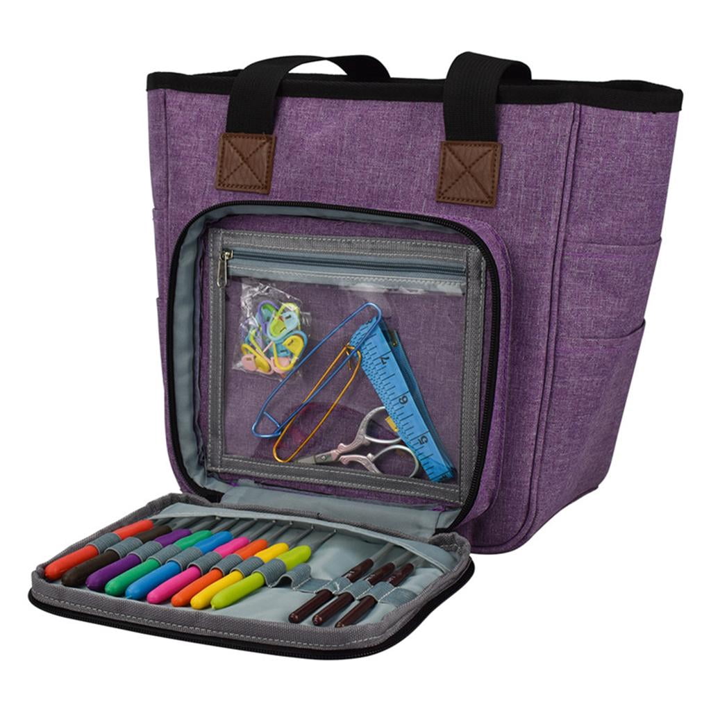 HOMYL Knitting Bag, Yarn Tote Organizer with Divider for Crochet Hooks, Knitting , and