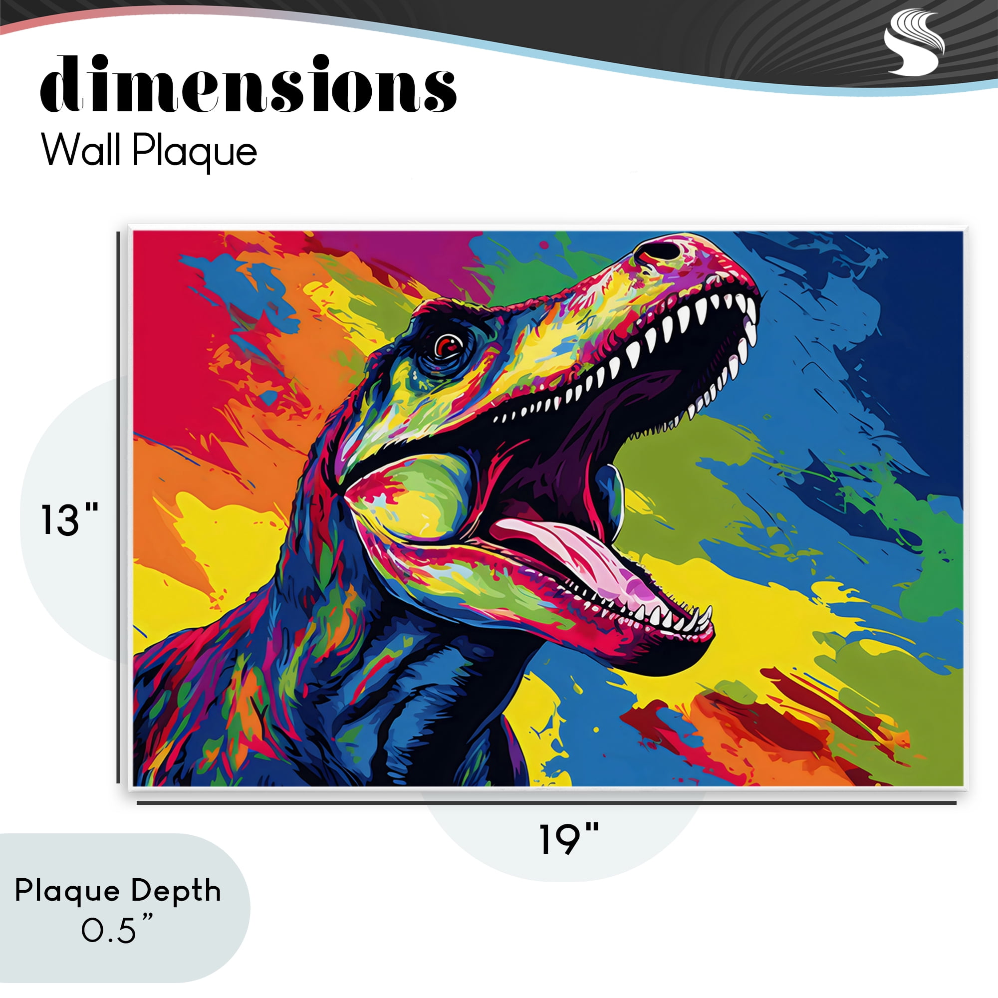 Stupell Industries Brightly Colored Dinosaur Wall Plaque Art, design by Creative Studio
