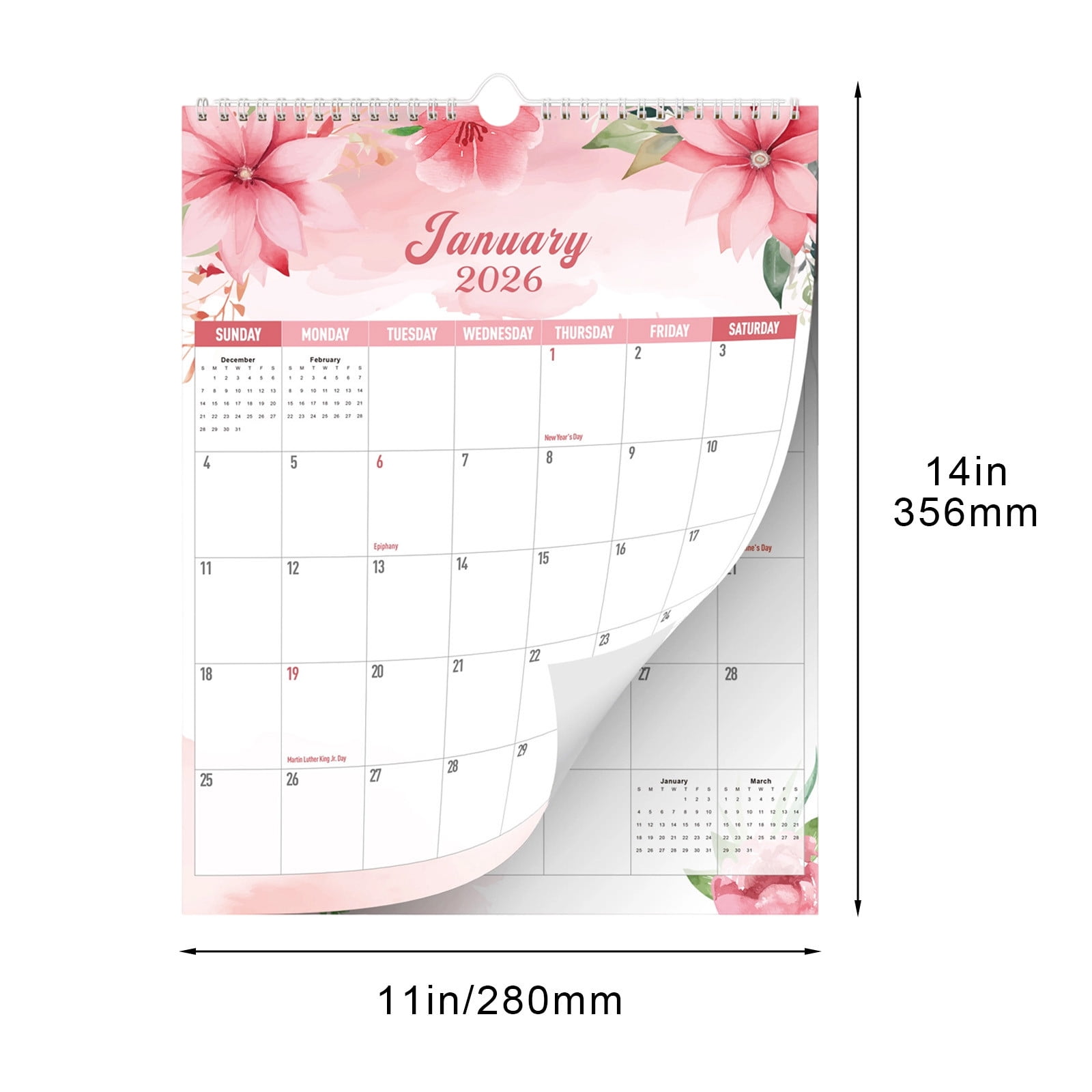 Wall Calendar 2026-2027 Yearly Planner Large Print Monthly Organizer Federal Holidays Included Wall Planning Calendar for Home Office School Family Schedule Time Management Productivity Organizer