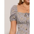 thumbnail image 5 of DARING DIVA Floral Puff Sleeve Smocked Square Neck Midi Dress XL Dusty Purple, 5 of 6