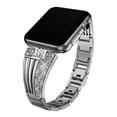 thumbnail image 2 of ALMNVO Diamond Bling Stainless Steel Metal Strap for Apple Watch Bands for 40mm 41mm 38mm 44mm 45mm 42mm 49mm for Women, Claw Hollow-out Replacement Wristbands for iWact Series Ultra 8 7 SE 6 5 4 3 2, 2 of 12