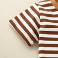 thumbnail image 6 of Baby Boy Outfits Summer Kids Toddler Boys Casual Outfit Striped Print Short Sleeve T Shirt and Shorts Hawiian Style Suit Baby Outfits Brown 0 Months-6 Months, 6 of 7