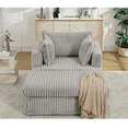 thumbnail image 3 of Chaise Lounge Chair Indoor with Ottoman, 47.8'' Deep Seat Sleeper Chair with 2 Pillows, Corduroy Upholstered Comfy Reading Chair for Bedroom, Living Room, Office, Light Grey, 3 of 9