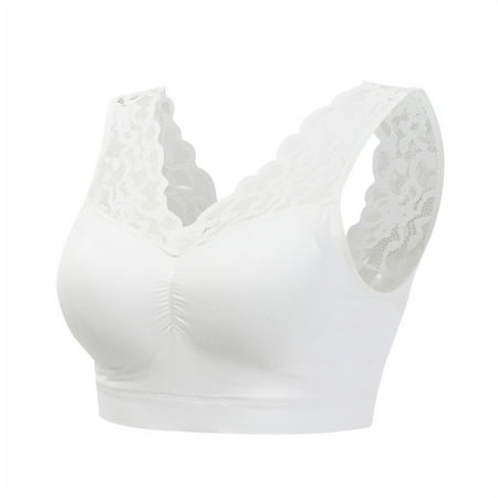 

Women Lace Racerback Bralette Padded Deep V Neck Crop Top Wireless Bra Size M-3XL
