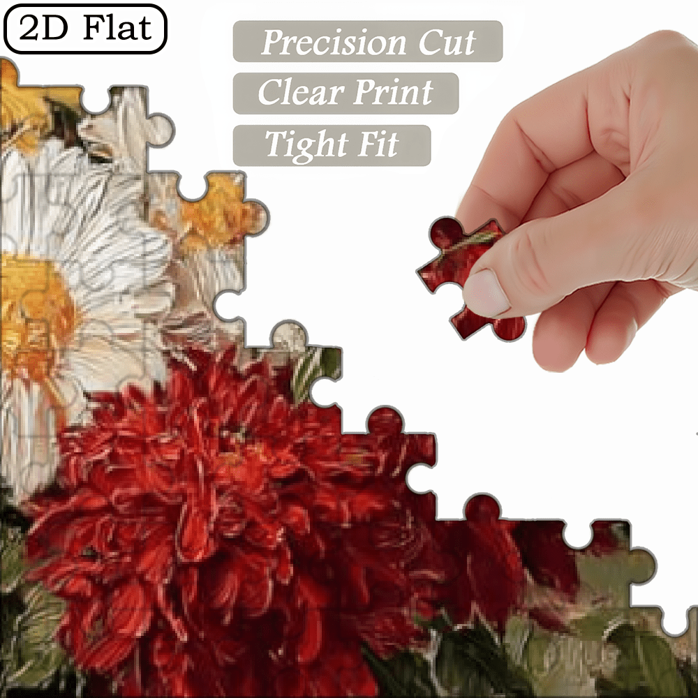 A Box of 1000pcs Adult Mini Jigsaw Puzzle Featuring a Floral and Butterfly Shadow Design, High Difficulty, Suitable for Adults, Family Entertainment.29.4*19.6 in