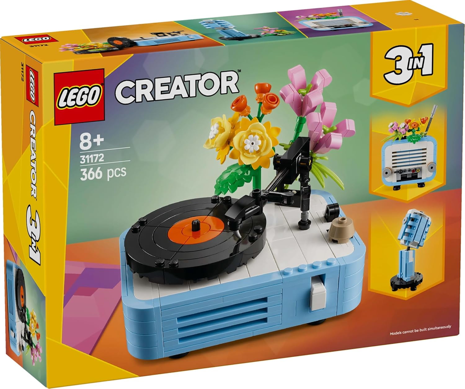 LEGO Creator 3 in 1 Record Player with Flowers, 3 Building Options